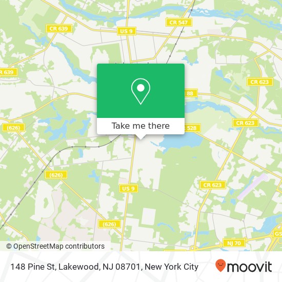 Mapa de 148 Pine St, Lakewood, NJ 08701