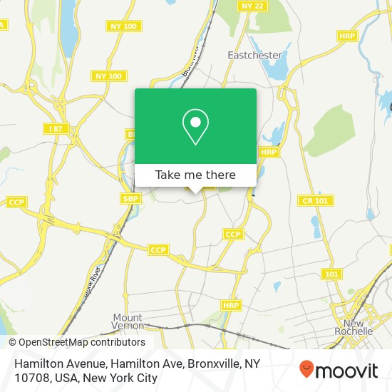 Hamilton Avenue, Hamilton Ave, Bronxville, NY 10708, USA map