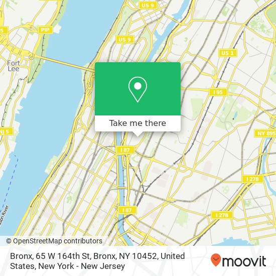 Bronx, 65 W 164th St, Bronx, NY 10452, United States map