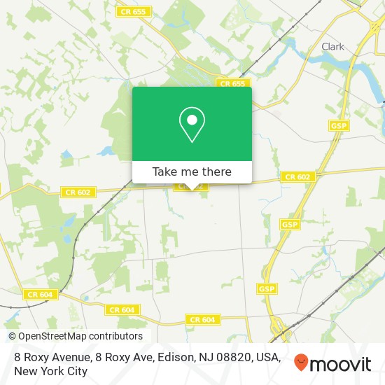 Mapa de 8 Roxy Avenue, 8 Roxy Ave, Edison, NJ 08820, USA