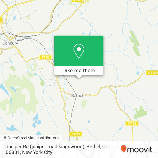 Mapa de Juniper Rd (juniper road kingswood), Bethel, CT 06801