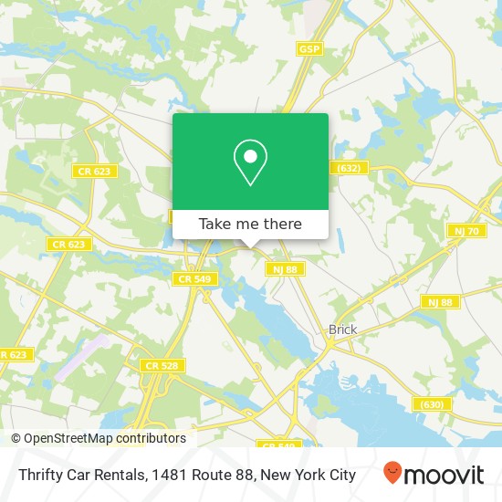 Thrifty Car Rentals, 1481 Route 88 map