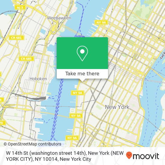 Mapa de W 14th St (washington street 14th), New York (NEW YORK CITY), NY 10014