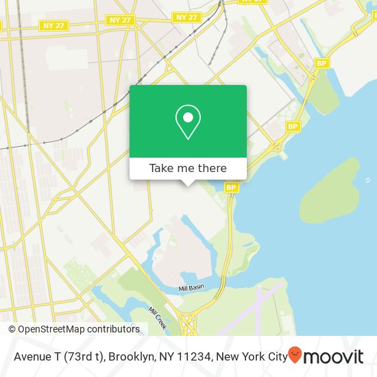 Mapa de Avenue T (73rd t), Brooklyn, NY 11234