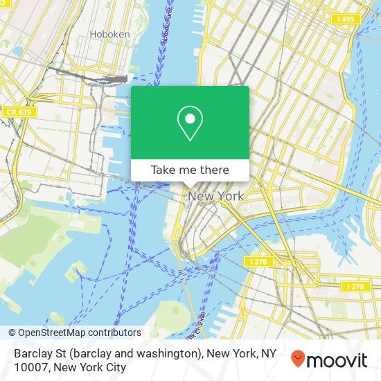 Barclay St (barclay and washington), New York, NY 10007 map