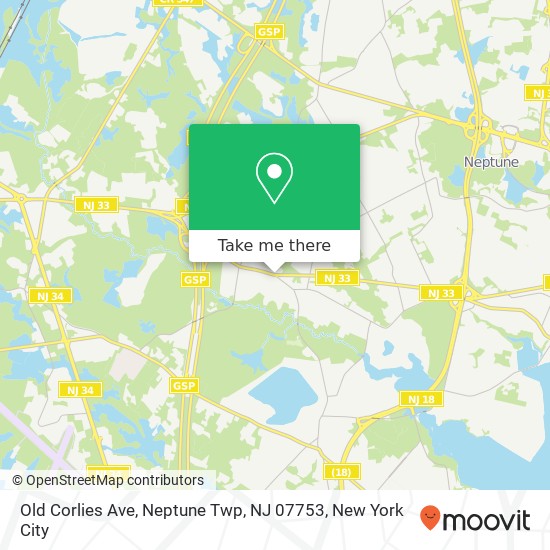 Mapa de Old Corlies Ave, Neptune Twp, NJ 07753