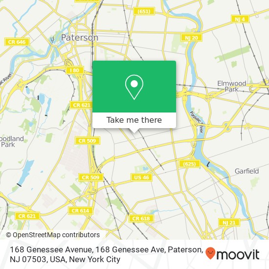Mapa de 168 Genessee Avenue, 168 Genessee Ave, Paterson, NJ 07503, USA