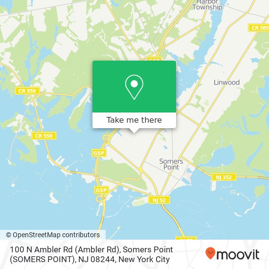 Mapa de 100 N Ambler Rd (Ambler Rd), Somers Point (SOMERS POINT), NJ 08244