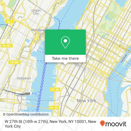 Mapa de W 27th St (10th w 27th), New York, NY 10001