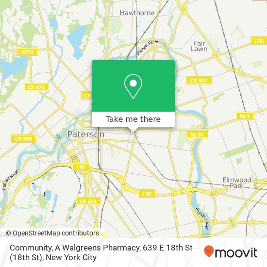 Community, A Walgreens Pharmacy, 639 E 18th St map