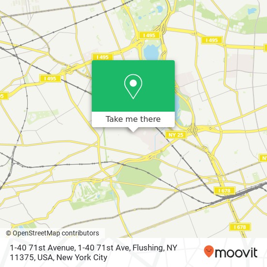 Mapa de 1-40 71st Avenue, 1-40 71st Ave, Flushing, NY 11375, USA