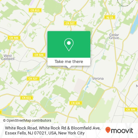 Mapa de White Rock Road, White Rock Rd & Bloomfield Ave, Essex Fells, NJ 07021, USA