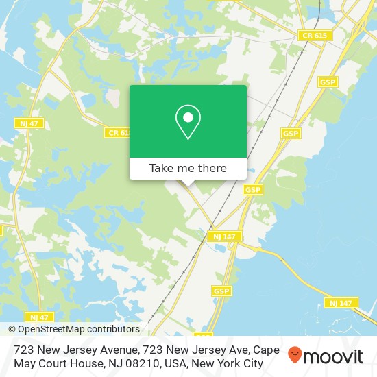 Mapa de 723 New Jersey Avenue, 723 New Jersey Ave, Cape May Court House, NJ 08210, USA