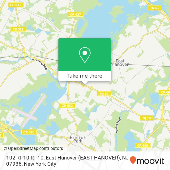 Mapa de 102,RT-10 RT-10, East Hanover (EAST HANOVER), NJ 07936