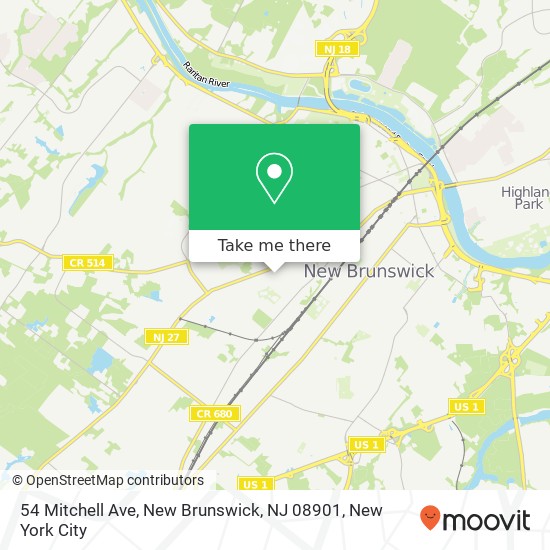 Mapa de 54 Mitchell Ave, New Brunswick, NJ 08901