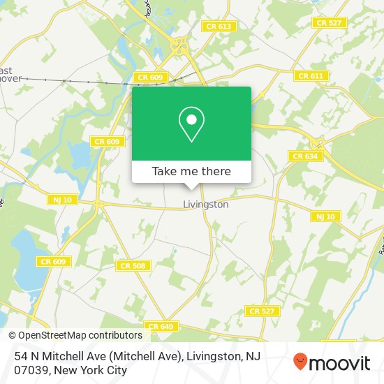 Mapa de 54 N Mitchell Ave (Mitchell Ave), Livingston, NJ 07039