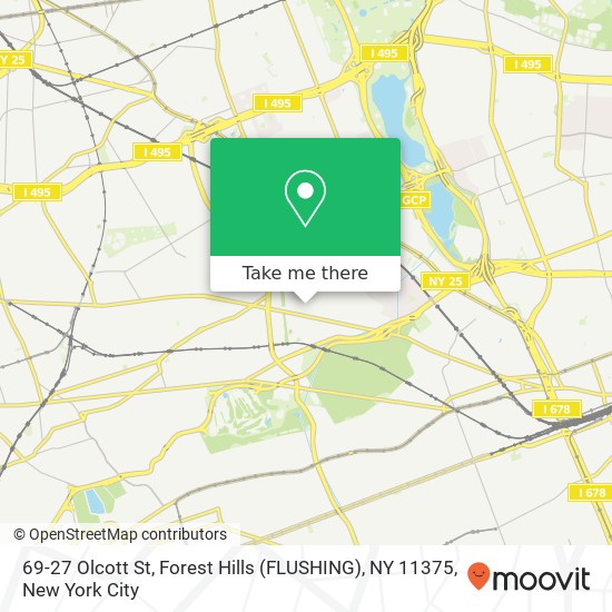 Mapa de 69-27 Olcott St, Forest Hills (FLUSHING), NY 11375