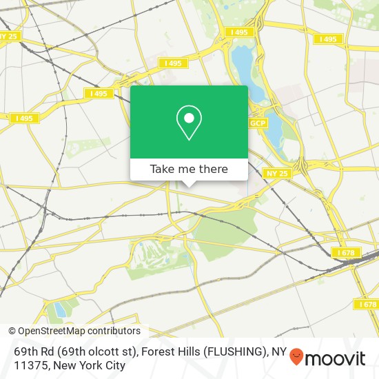 Mapa de 69th Rd (69th olcott st), Forest Hills (FLUSHING), NY 11375
