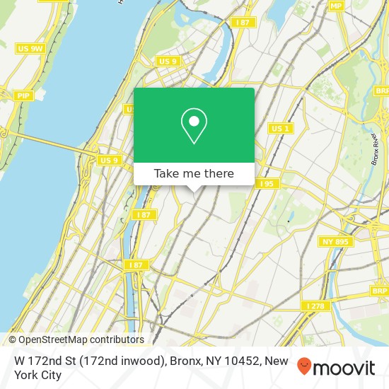 Mapa de W 172nd St (172nd inwood), Bronx, NY 10452