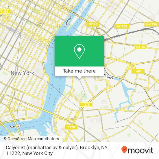 Mapa de Calyer St (manhattan av & calyer), Brooklyn, NY 11222