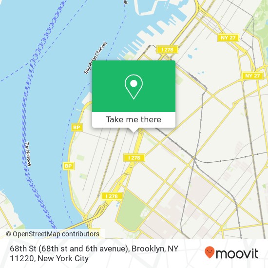 Mapa de 68th St (68th st and 6th avenue), Brooklyn, NY 11220