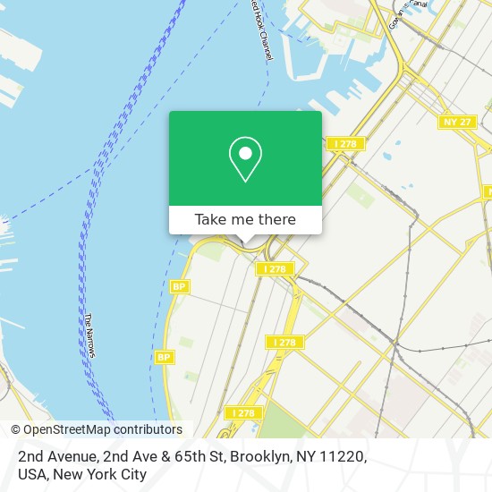 Mapa de 2nd Avenue, 2nd Ave & 65th St, Brooklyn, NY 11220, USA