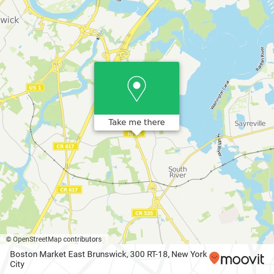 Boston Market East Brunswick, 300 RT-18 map