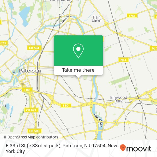 Mapa de E 33rd St (e 33rd st park), Paterson, NJ 07504
