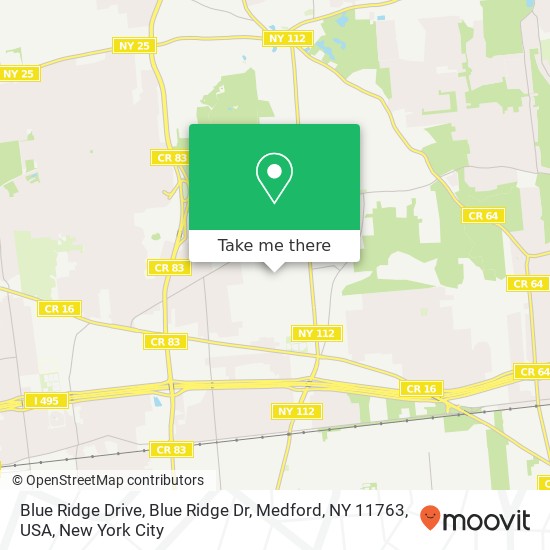 Mapa de Blue Ridge Drive, Blue Ridge Dr, Medford, NY 11763, USA