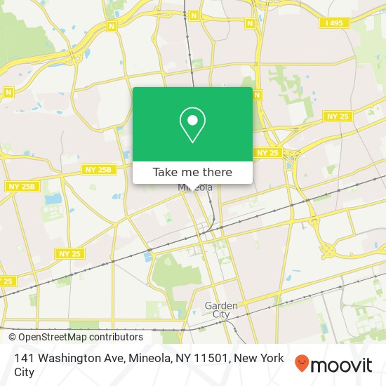 Mapa de 141 Washington Ave, Mineola, NY 11501