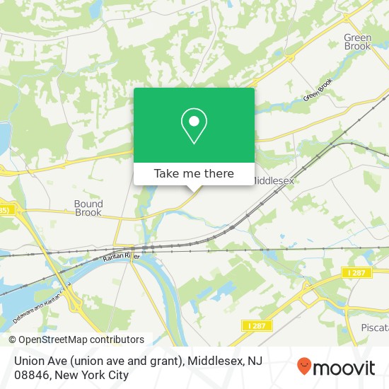 Mapa de Union Ave (union ave and grant), Middlesex, NJ 08846