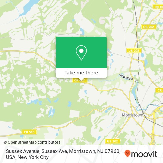Sussex Avenue, Sussex Ave, Morristown, NJ 07960, USA map