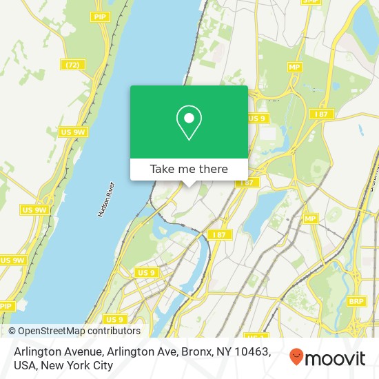Arlington Avenue, Arlington Ave, Bronx, NY 10463, USA map