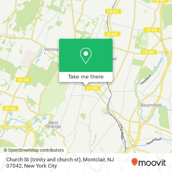 Mapa de Church St (trinity and church st), Montclair, NJ 07042