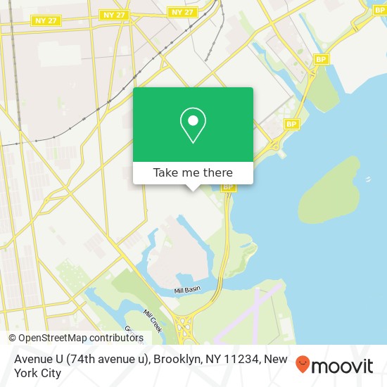 Mapa de Avenue U (74th avenue u), Brooklyn, NY 11234