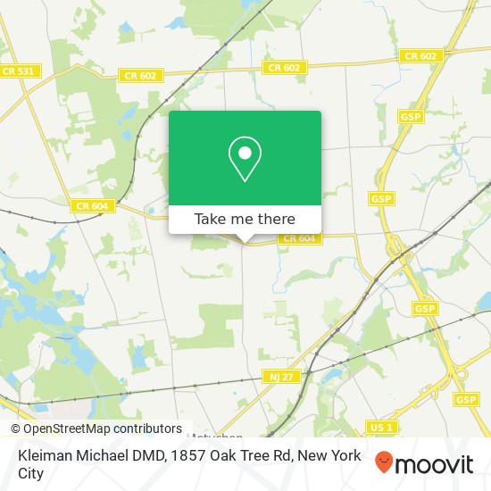 Kleiman Michael DMD, 1857 Oak Tree Rd map