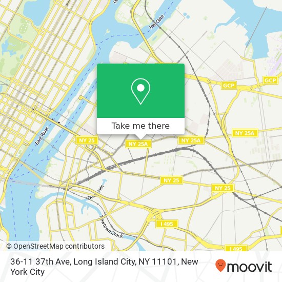 Mapa de 36-11 37th Ave, Long Island City, NY 11101