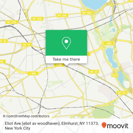 Mapa de Eliot Ave (eliot av woodhaven), Elmhurst, NY 11373