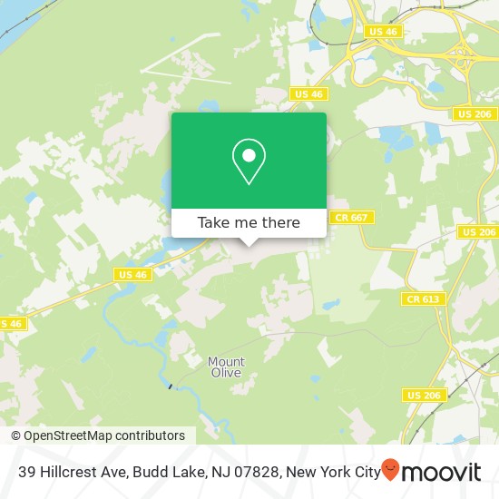 Mapa de 39 Hillcrest Ave, Budd Lake, NJ 07828