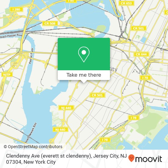 Mapa de Clendenny Ave (everett st clendenny), Jersey City, NJ 07304