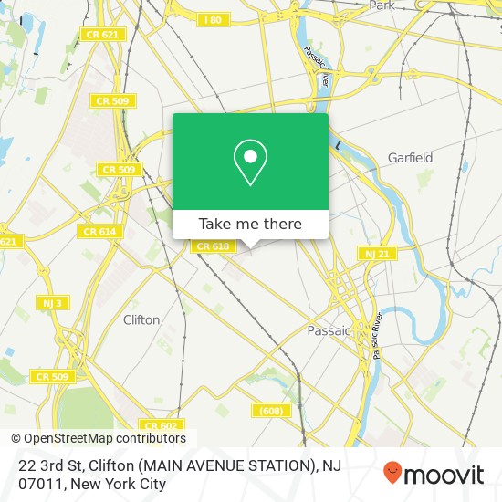 Mapa de 22 3rd St, Clifton (MAIN AVENUE STATION), NJ 07011