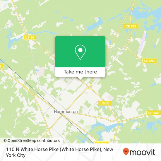 Mapa de 110 N White Horse Pike (White Horse Pike), Hammonton, NJ 08037