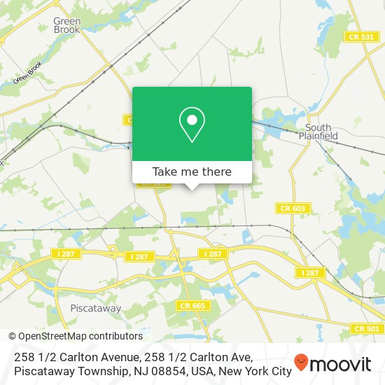 258 1 / 2 Carlton Avenue, 258 1 / 2 Carlton Ave, Piscataway Township, NJ 08854, USA map