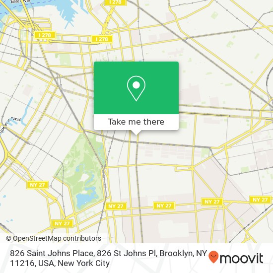 826 Saint Johns Place, 826 St Johns Pl, Brooklyn, NY 11216, USA map