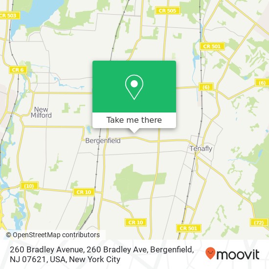 Mapa de 260 Bradley Avenue, 260 Bradley Ave, Bergenfield, NJ 07621, USA