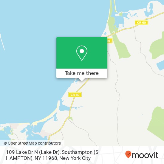 Mapa de 109 Lake Dr N (Lake Dr), Southampton (S HAMPTON), NY 11968