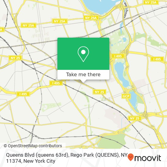 Mapa de Queens Blvd (queens 63rd), Rego Park (QUEENS), NY 11374