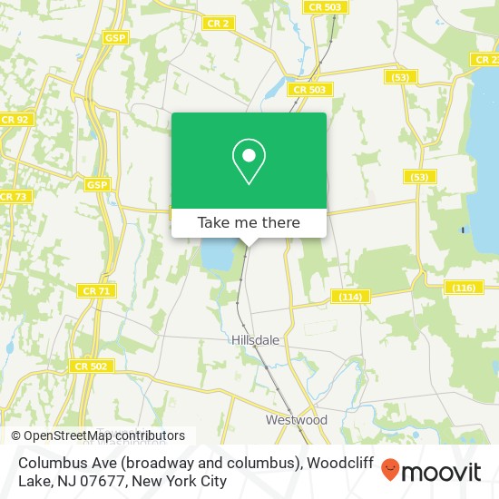 Mapa de Columbus Ave (broadway and columbus), Woodcliff Lake, NJ 07677