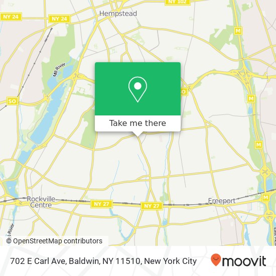 Mapa de 702 E Carl Ave, Baldwin, NY 11510
