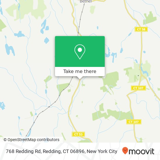 Mapa de 768 Redding Rd, Redding, CT 06896